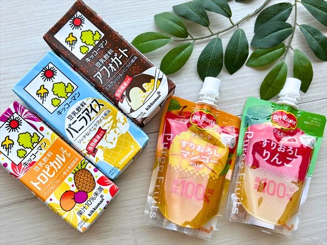 デルモンテ ピュレフルーツとキッコーマン 豆乳飲料のセット