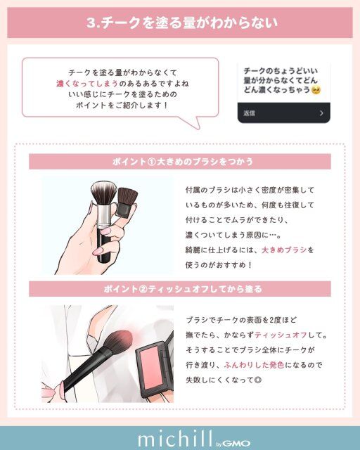 チークを塗る量が分からない