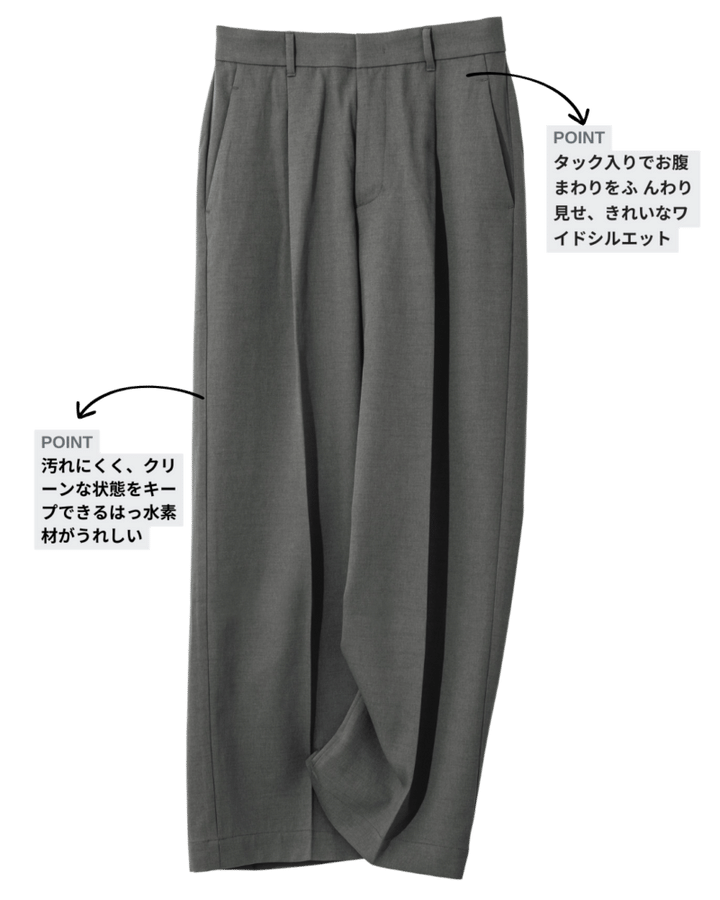 無印良品のタックストレートパンツ4990円（無印良品／無印良品 銀座）