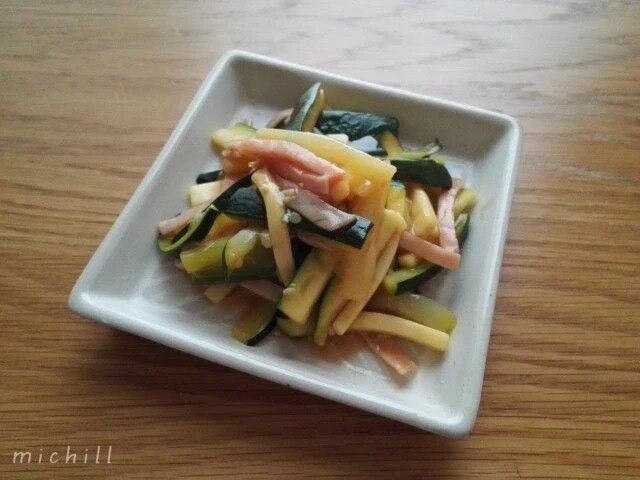 ズッキーニとハムのオイスターソース炒め