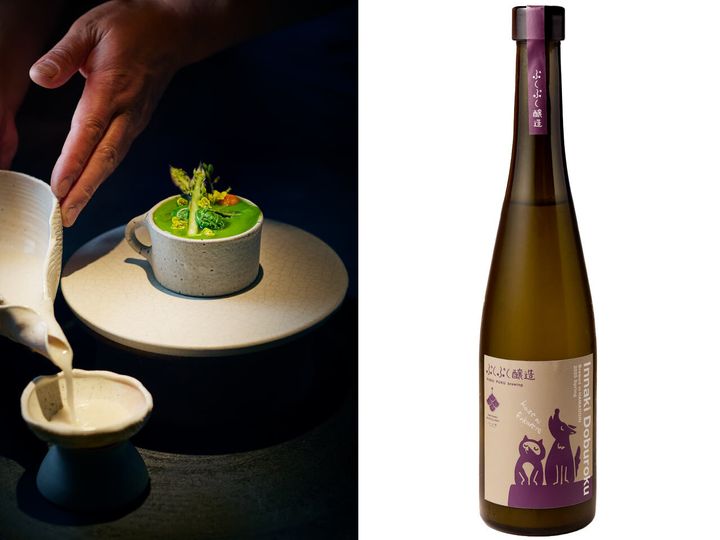 池尻大橋『髙崎のおかん』の旨みと甘みが秀逸なオオミゾ貝と山口の自然薯で蕪蒸しを再構築しルッコラとこごみのソースによる野菜の力強さと味わう逸品、「ぷくぷく醸造」