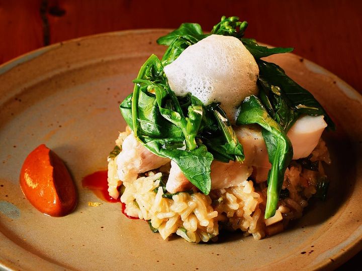 三軒茶屋『awashima102』の「高知産のメジナ蒸しと新生姜のリゾット」