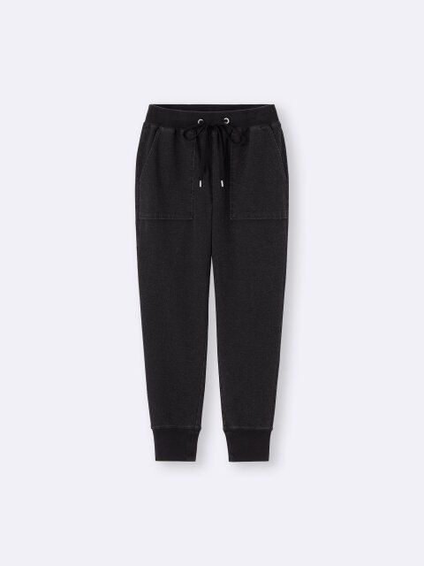 2025gu夏女性黒デニムスウェットイージーパンツ