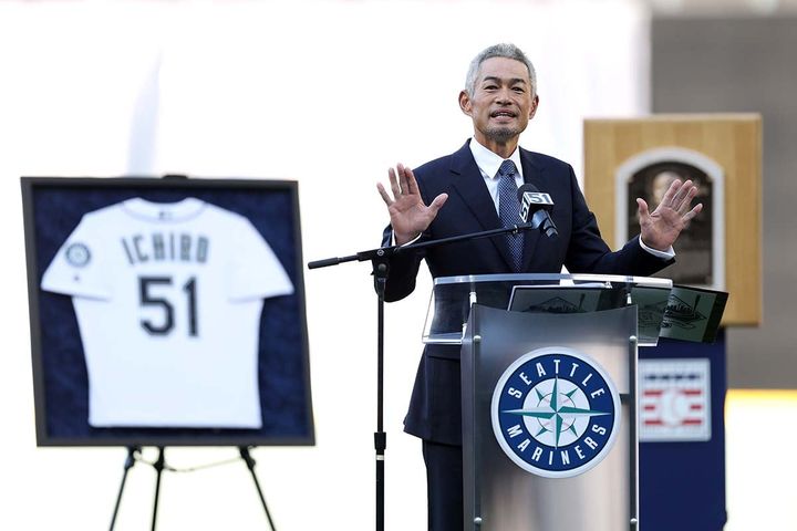 永久欠番セレモニーに出席したイチロー氏（C）Getty Images