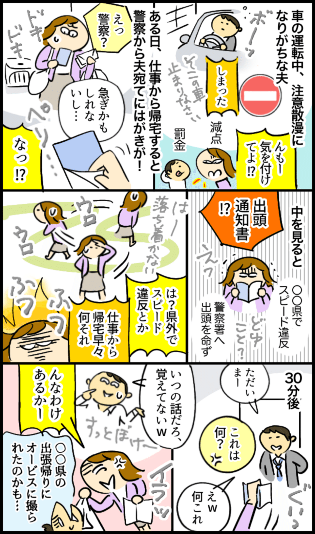 警察から「出頭通知書」が来た夫