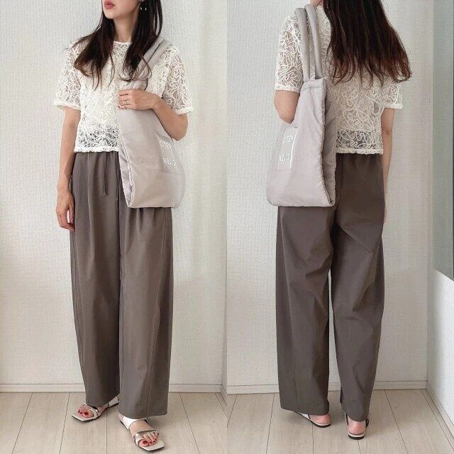 2025gu夏女性おすすめバレルレッグプルオンパンツお手本コーデ