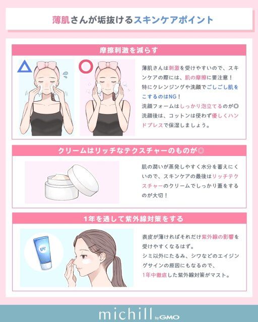 薄肌さんが垢抜けるスキンケア
