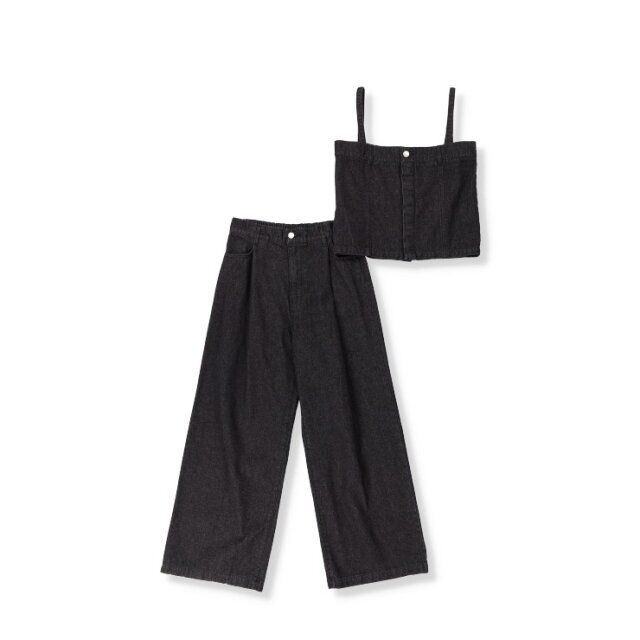 しまむらのビスチェとワイドデニムのセットアップ