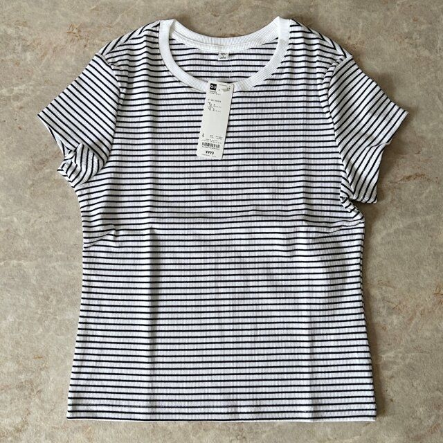 GU リブボーダーT OFF WHITE