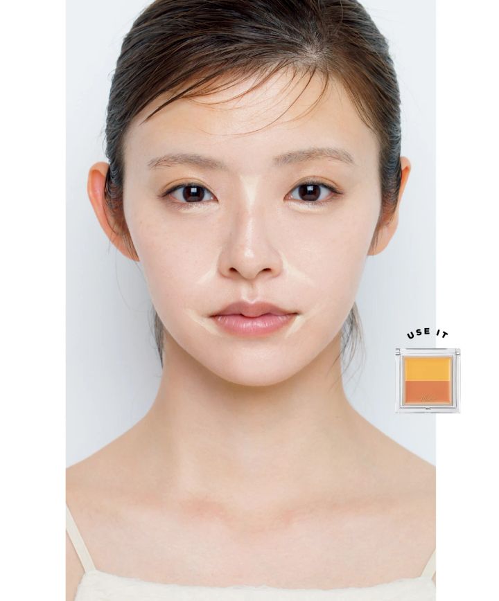 5.“バナナ色”のコンシーラーで顔の中の不要な凹みをフラットに