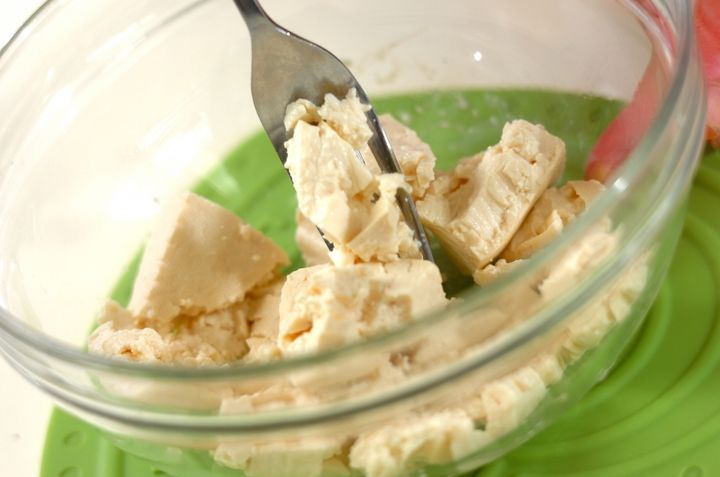 揚げカボチャの白和えの作り方2