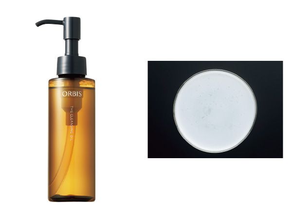 05：オルビス お湯と混ざると白濁するものの、溶け残る感じも。丁寧に洗い流そう。