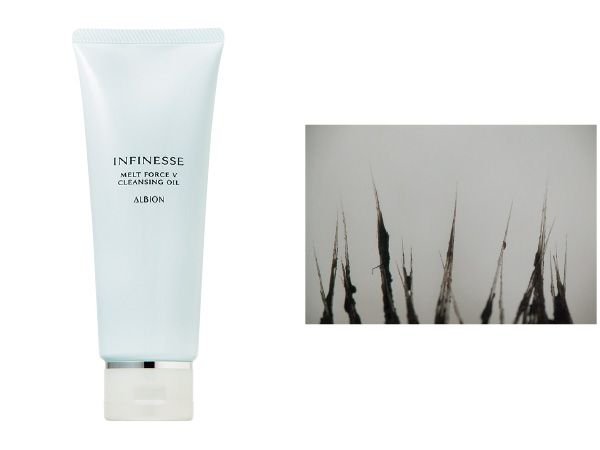 01：アルビオン マスカラが落ち切らず、残っている部分が多い。マスカラはあまり落とせないクレンジング。