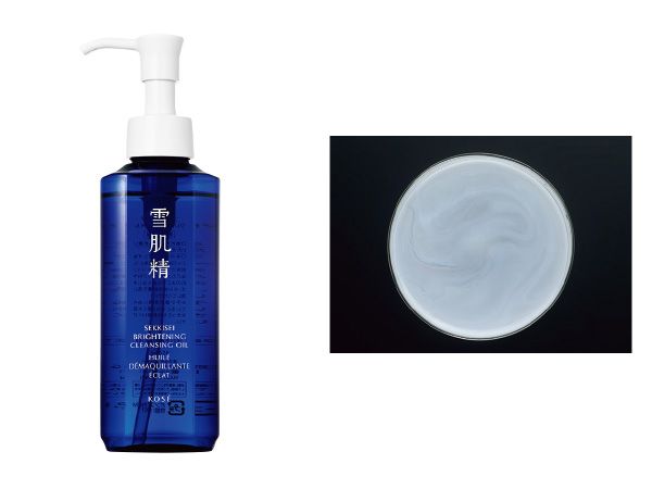 09：雪肌精 お湯と混ざってほぼ均一に白濁している。洗い流しやすいクレンジングだ。