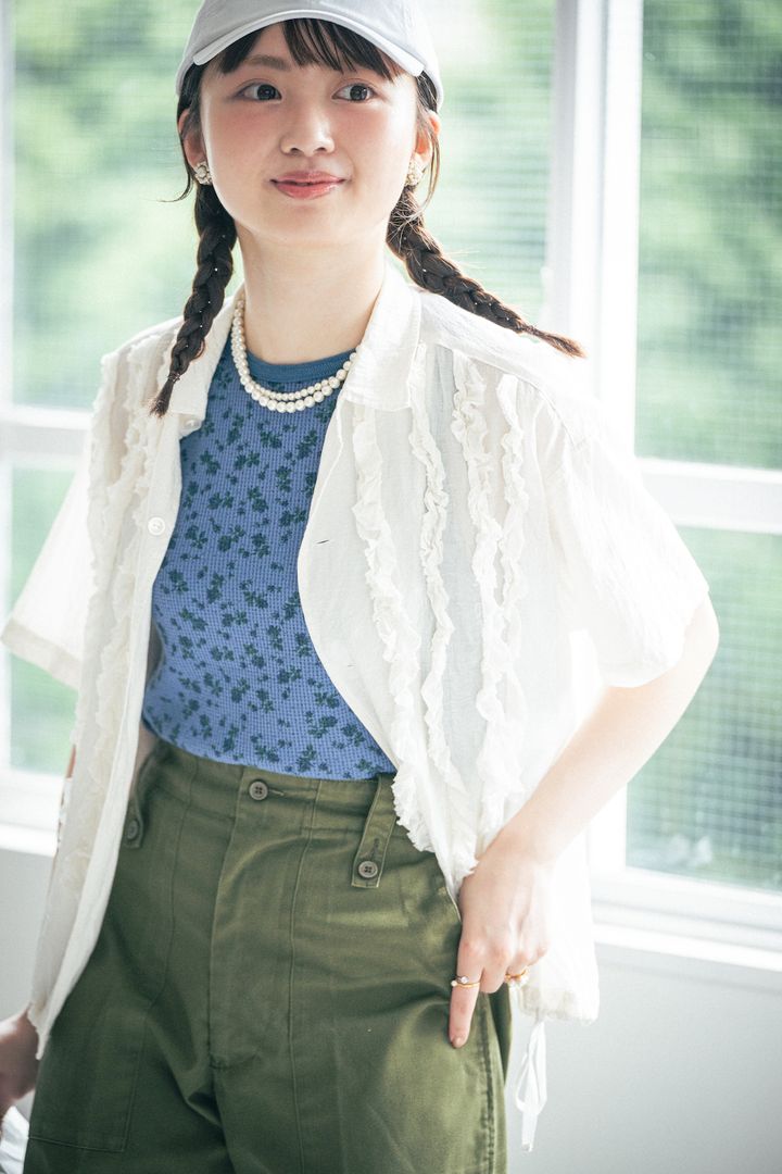 はじめましてMaruruです！カーゴパンツをあえて甘く着るのがお気に入り【FUDGE FRIEND おしゃれさんの毎日コーディネート vol.571｜Maruru】