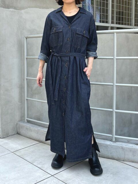 2025夏大人レディースデニムシャツワンピースコーデ