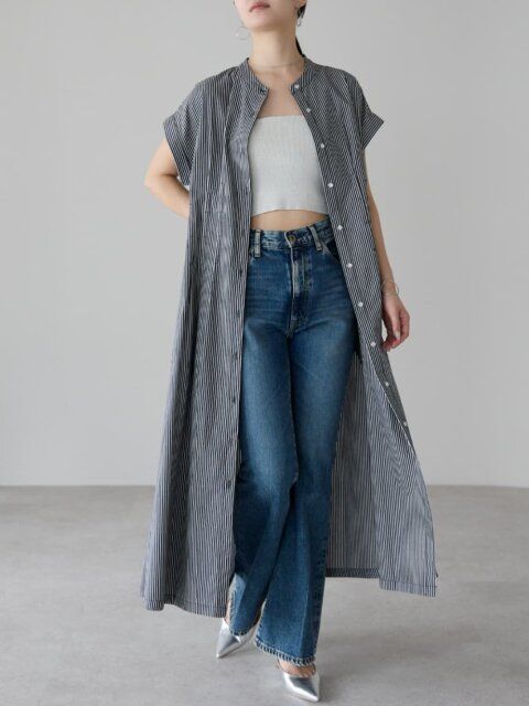 2025夏大人レディースシャツワンピース羽織りコーデ