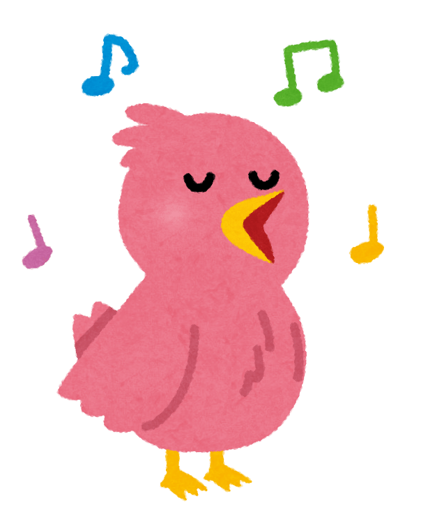 歌う鳥のカップルのイラスト（バラバラ） | かわいいフリー素材集 ...