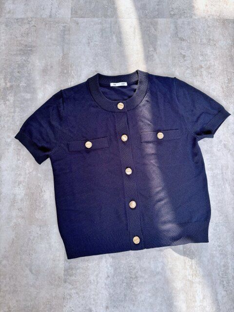 GU メタルボタンカーディガン(半袖)Q NAVY