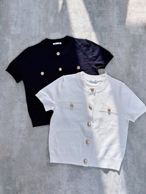 GU メタルボタンカーディガン NAVY OFF WHITE