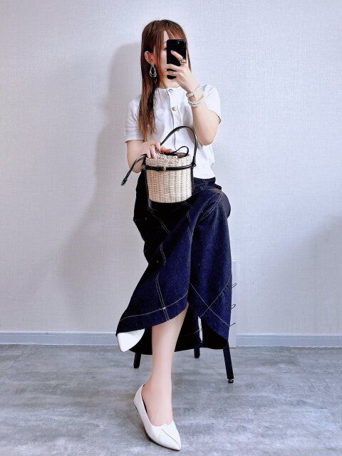 【ホワイトカーデ×デニムマーメイド】シンプルなきれいめカジュアル♪