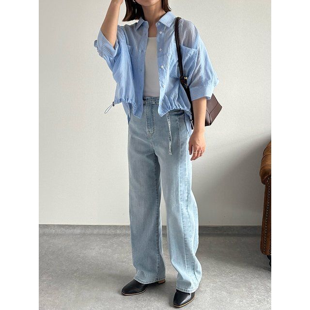 ストライプシャツコーデ1