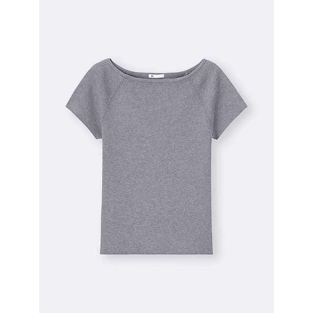 GUのリブニットボートネックプルオーバー