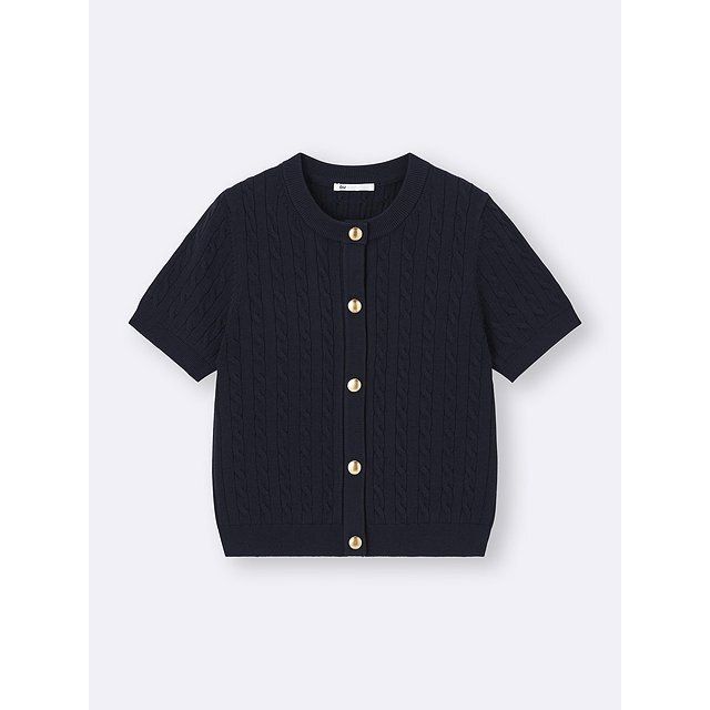 GUのケーブルメタルボタンカーディガン