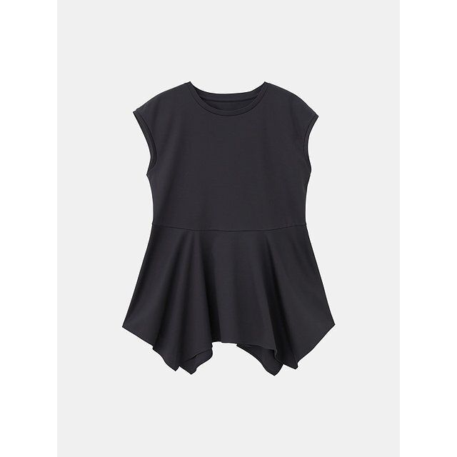 PLSTのグロスジャージーペプラムノースリーブTシャツ