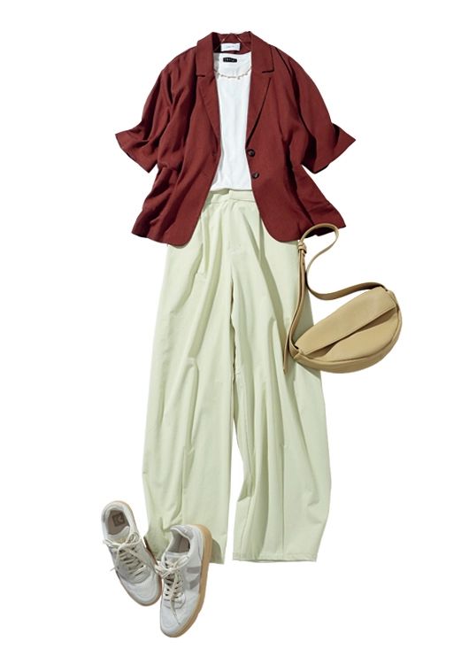 通勤に馴染むカラーパンツコーデ