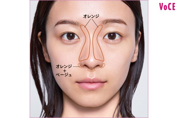 正面から見て細くしたい部分を削るようにシェーディング