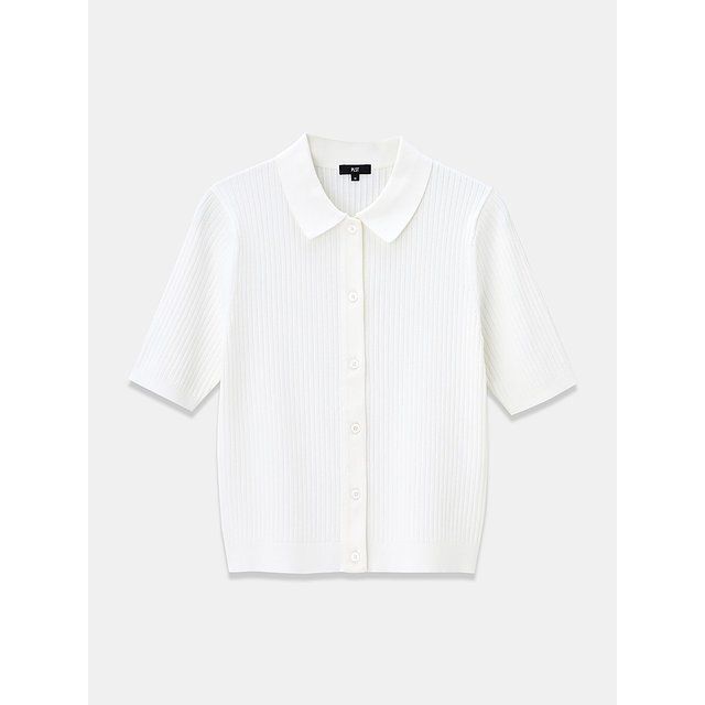 PLSTのUVカットレーヨンブレンドポロカーディガン