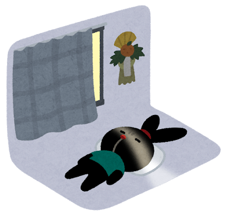 日の出に照らされるぴょこのイラスト