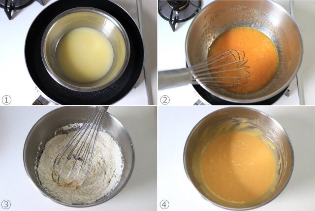 マドレーヌの生地作り 材料を混ぜる