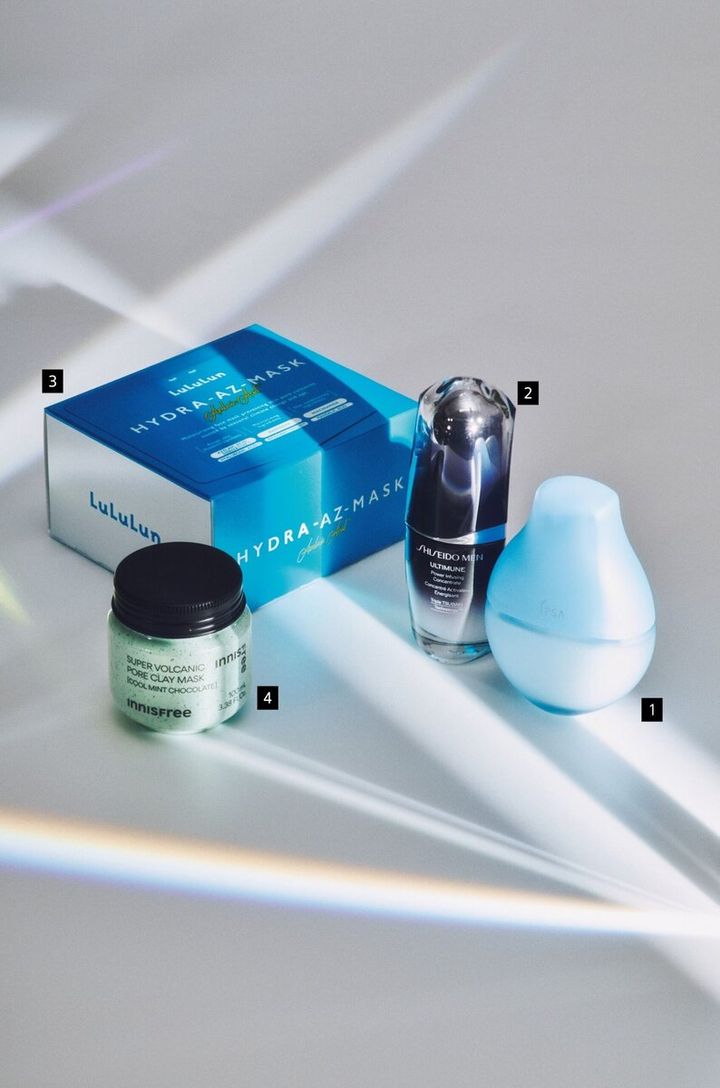 イプサのセラム アクティブ、シセイドウメンのアルティミューン パワライジング コンセントレート、ルルルンのルルルンハイドラ AZ マスク、イニスフリーのスーパーヴォルカニックポア クレイマスククールミントチョコレート（smartベストコスメ大賞2025夏）