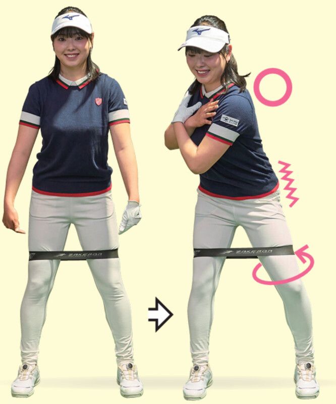 ドライバーの飛距離アップ！ゴムバンドで“下半身の使い方”をマスターする