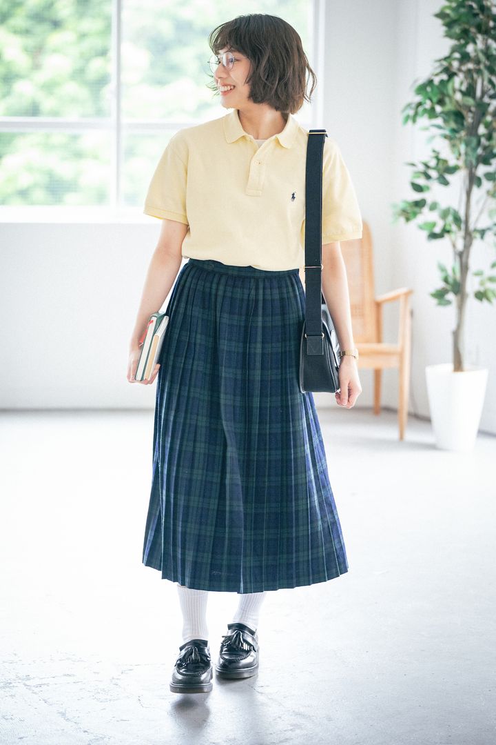 はじめまして！ポロシャツ×プリーツスカートのプレッピースタイルが私らしいmomoです【FUDGE FRIEND おしゃれさんの毎日コーディネート vol.574｜momo】