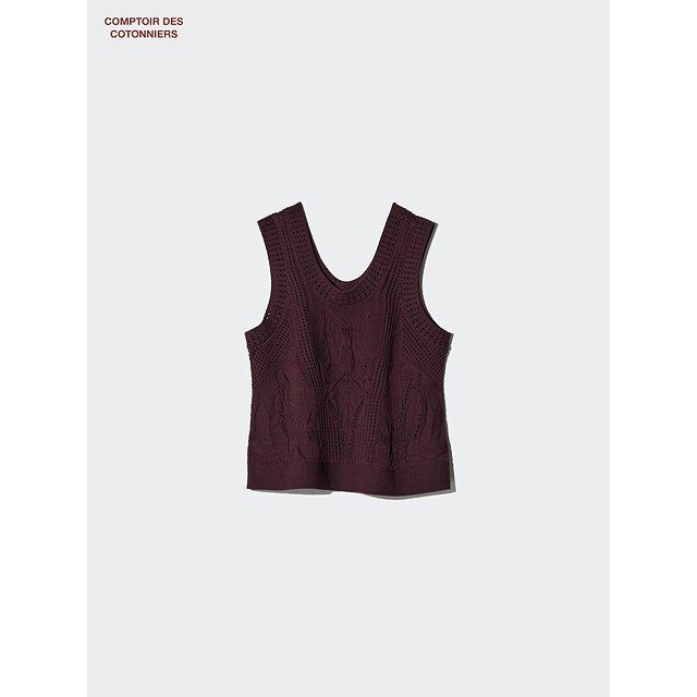 ユニクロのクロシェセーターノースリーブ