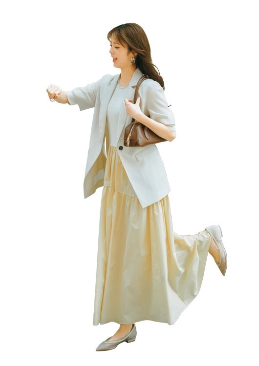 コーデいらずなドッキングワンピ通勤コーデ