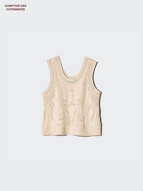 ユニクロのクロシェセーターノースリーブ