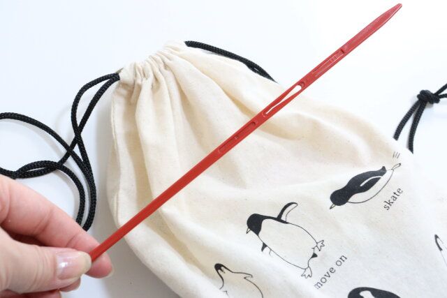 セリア 紐も通せるループターナー 紐通し 使用例 完成