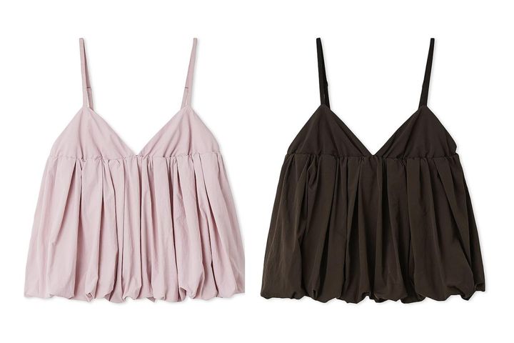 画像: ナイロンバルーンビスチェ（ピンク / ブラウン）各¥16,500（ともにエミ）