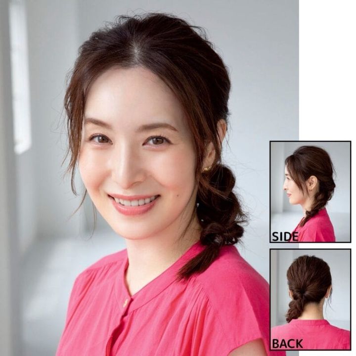 手の込んだ印象になれる、きれいめフェミニンなまとめ髪。ワンピース8547円（フリークスストア／フリークスストア渋谷） ピアス3万1900円（マリハ）