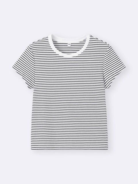 2025gu夏女性リブボーダーT