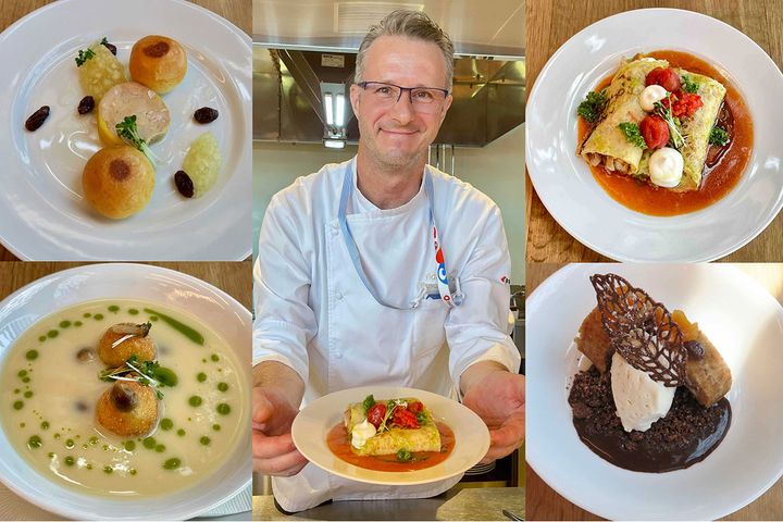 ハンガリー・パビリオン併設レストラン「ミシュカ」の総料理長（中央）が手がける、美しい料理の数々に注目。