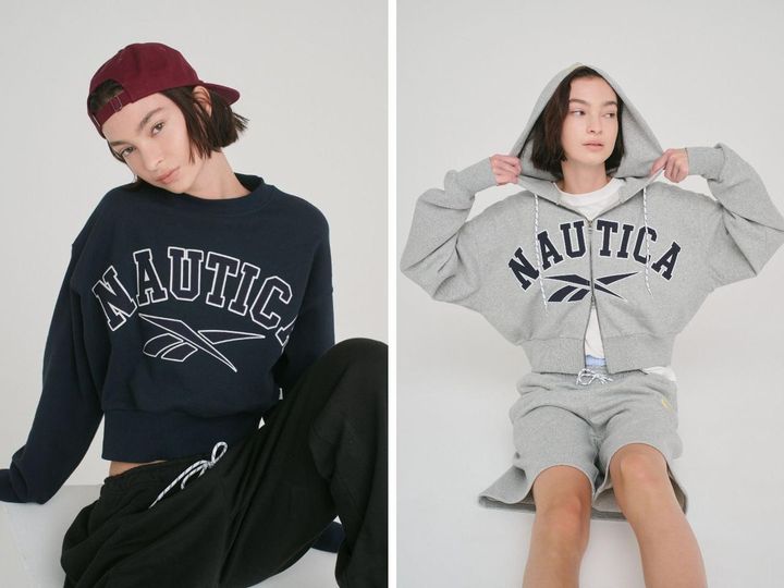 画像: 左「Reebok×NAUTICA HEAVY WEIGHT CREW SWEAT」￥13,970、右「Reebok×NAUTICA HEAVY WEIGHT ZIP HOODY」￥14,993 出典：フリークス ストア