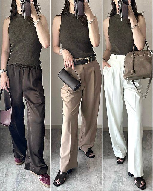 ユニクロのウォッシャブルニットブラトップのコーデ1