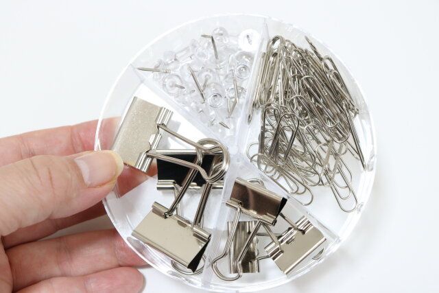 ダイソー クリップセット（丸ケース入、シルバーカラー）
