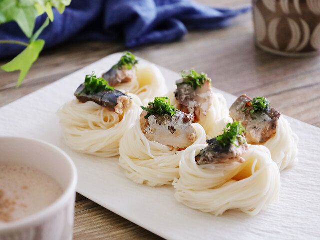 濃厚くるみだれとサバ缶そうめん