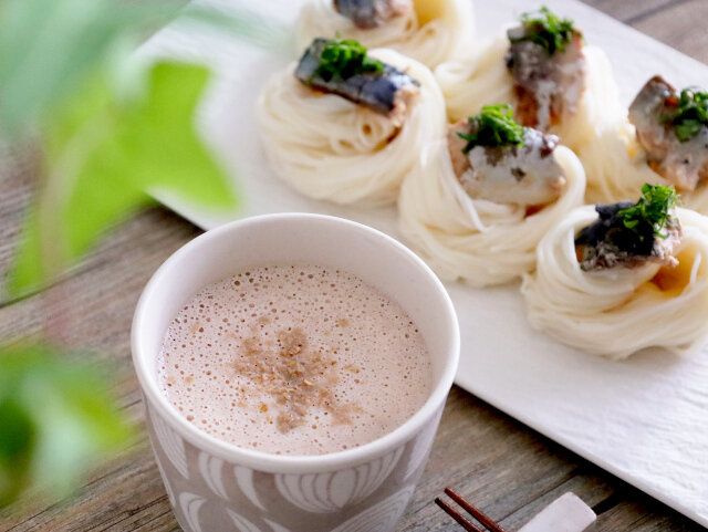 濃厚くるみだれとサバ缶そうめんの完成